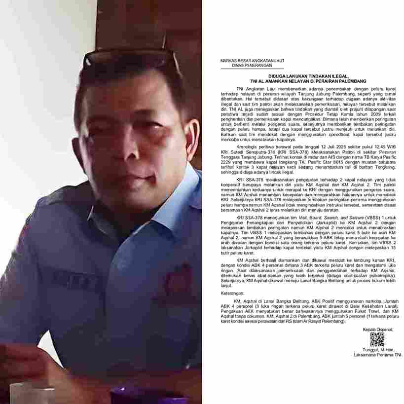Indra Setiawan Pastikan Kasus Penembakan Nelayan oleh TNI AL di Perairan Palembang Telah Diselesaikan Secara Damai