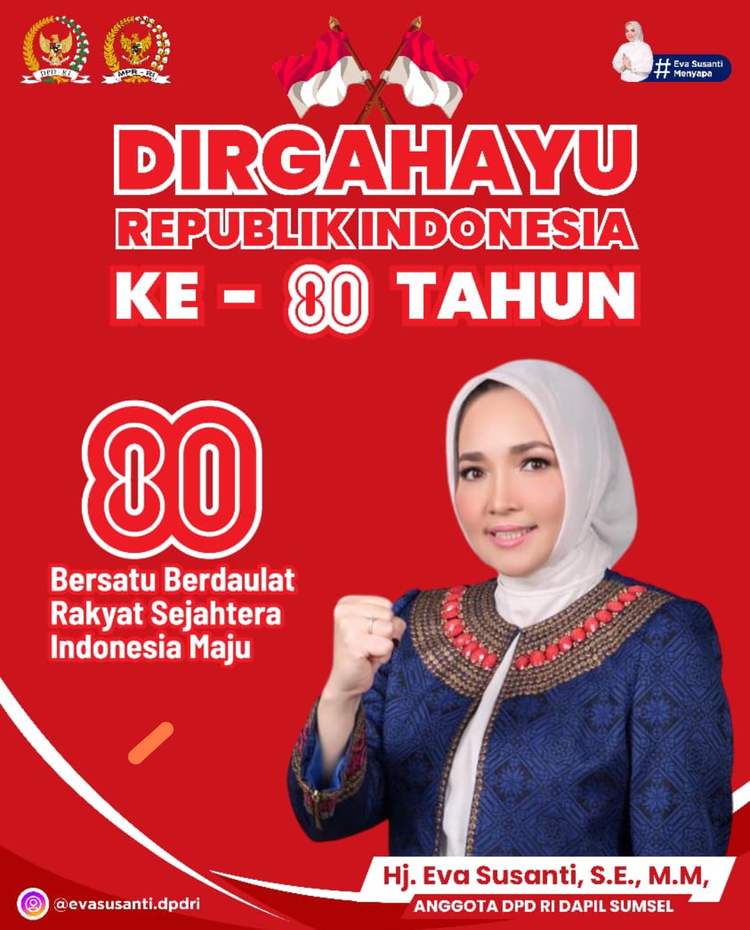 Ucapan HUT RI Ke 80 Hj. Eva Susanti, S.E.,M.M,