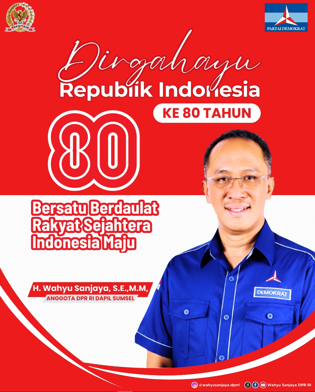 Ucapan HUT RI Ke 80 H. Wahyu Sanjaya, S.E.,M.M