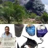 Penyulingan Minyak Mentah Ilegal Repinery Di Tanjung Durian Kecamatan Lawang wetan Terbakar.