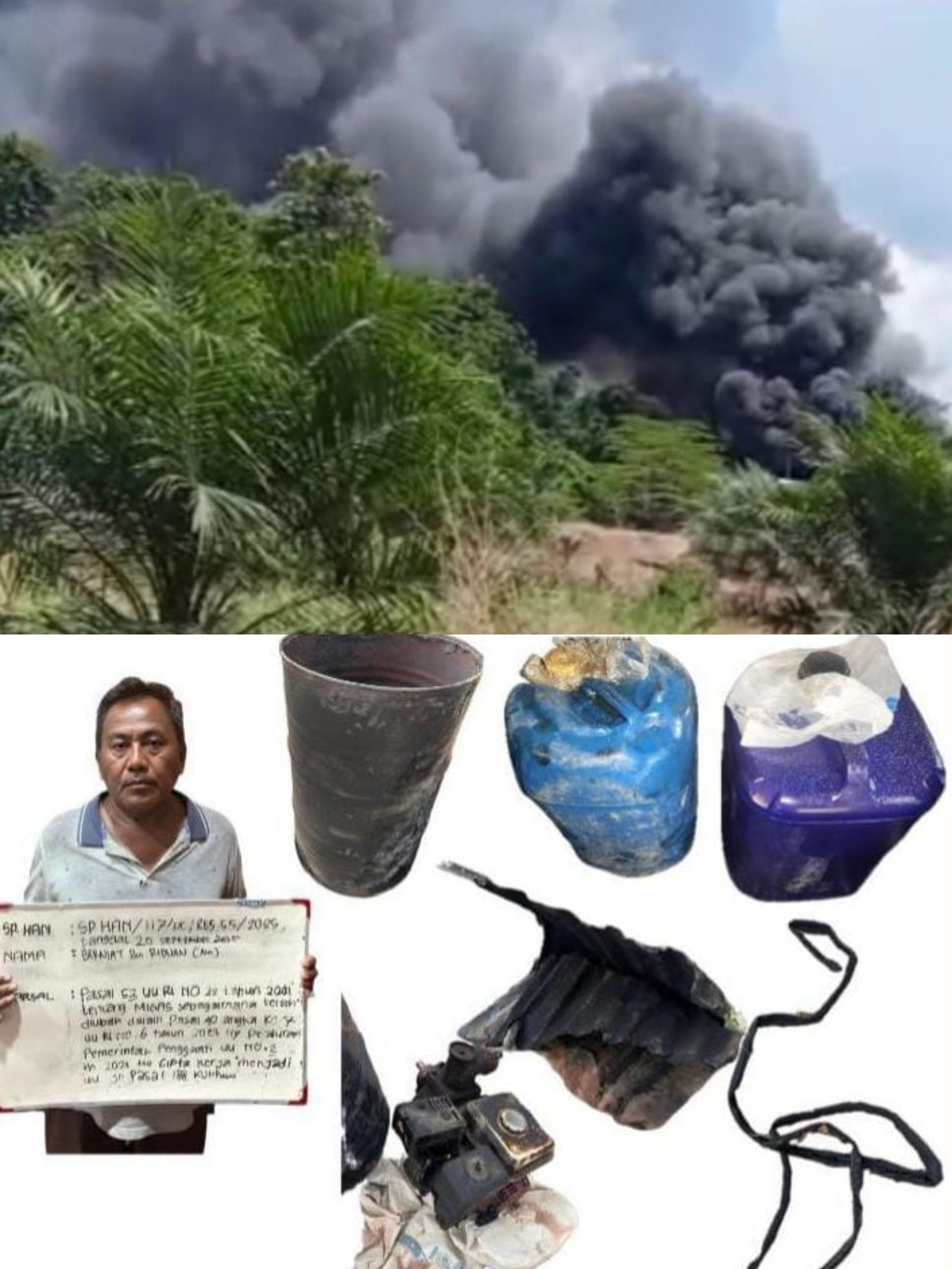 Penyulingan Minyak Mentah Ilegal Repinery Di Tanjung Durian Kecamatan Lawang wetan Terbakar.