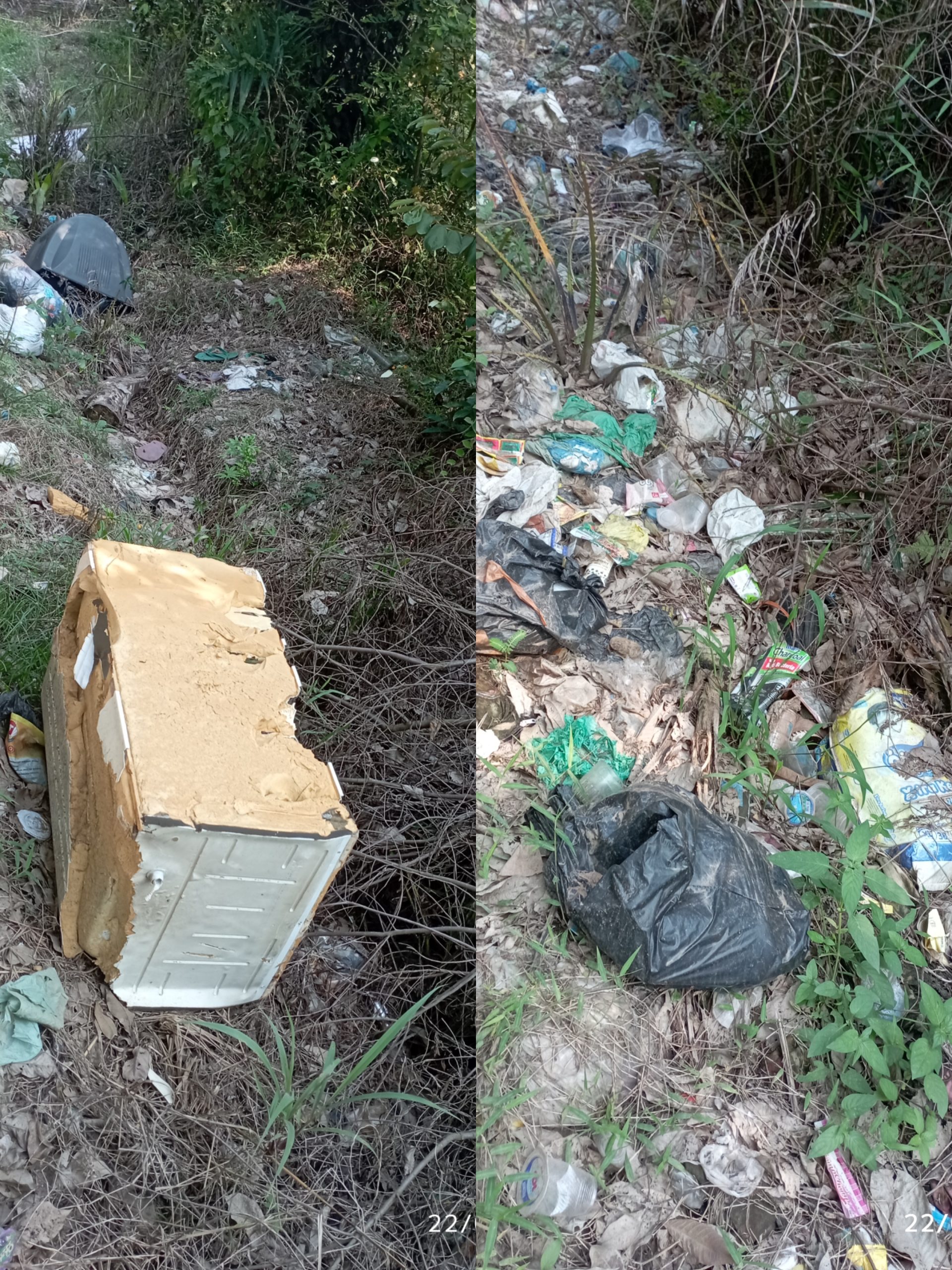 Sampah Menumpuk Dan Berceceran Menuju Jembatan TOL Jln Padat Karya.