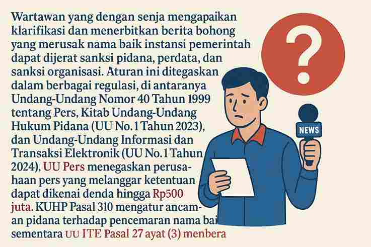 Wartawan Penyebar Berita Bohong Terancam Pidana Penjara, Denda Rp500 Juta, dan Pencabutan Kartu Pers
