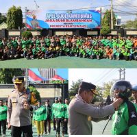 Apel Ojol Kamtibmas “Jaga Bumi Blambangan”, Polresta Banyuwangi Ajak Komunitas Ojol Wujudkan Keamanan dan Kepedulian Lingkungan.
