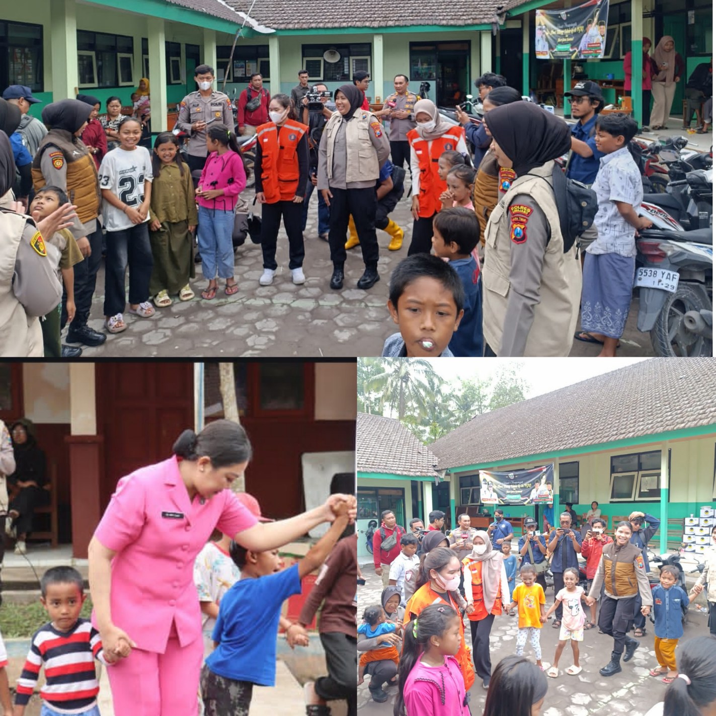 Polda Jatim Berikan Trauma Healing untuk Anak – anak di Pengungsian Dampak Erupsi Gunung Semeru.