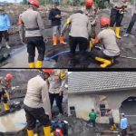 Polda Jatim Bantu Bersihkan Endapan Lahar Dingin Pascaerupsi Gunung Semeru.