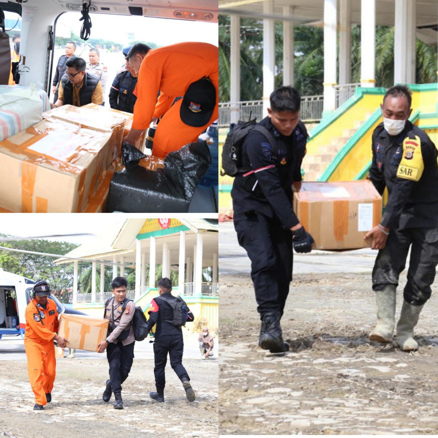 Helikopter AW169 Polri Distribusikan 348 Kg Logistik Kemanusiaan untuk Korban Bencana di Aceh Tamiang.