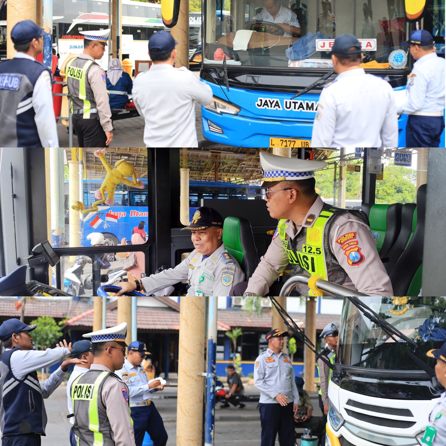Polres Gresik Gandeng Dishub Gelar Ramcheck Armada Bus Jelang Nataru.