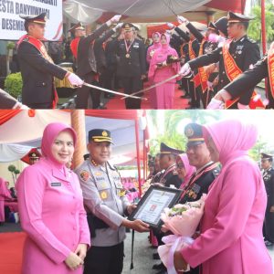 109 Personel Naik Pangkat, Polresta Banyuwangi Gelar Upacara Kenaikan Pangkat dan Pelepasan Purna Bhakti.