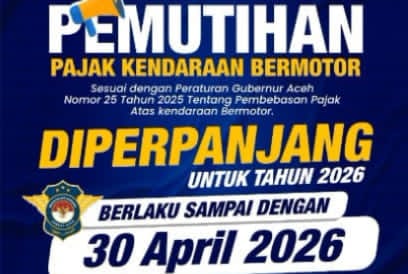 Aceh Perpanjang Pemutihan Pajak Kendaraan Bermotor hingga 30 April 2026! Jangan Lewatkan Kesempatan Emas Ini!