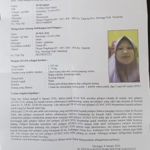 Perempuan 30 Tahun Asal Desa Tanjung Sumenep Dilaporkan Hilang