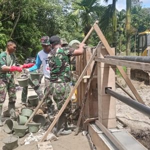 Yonzipur I/DD Kebut Pembangunan Jembatan Aramco di Desa Janji Nauli