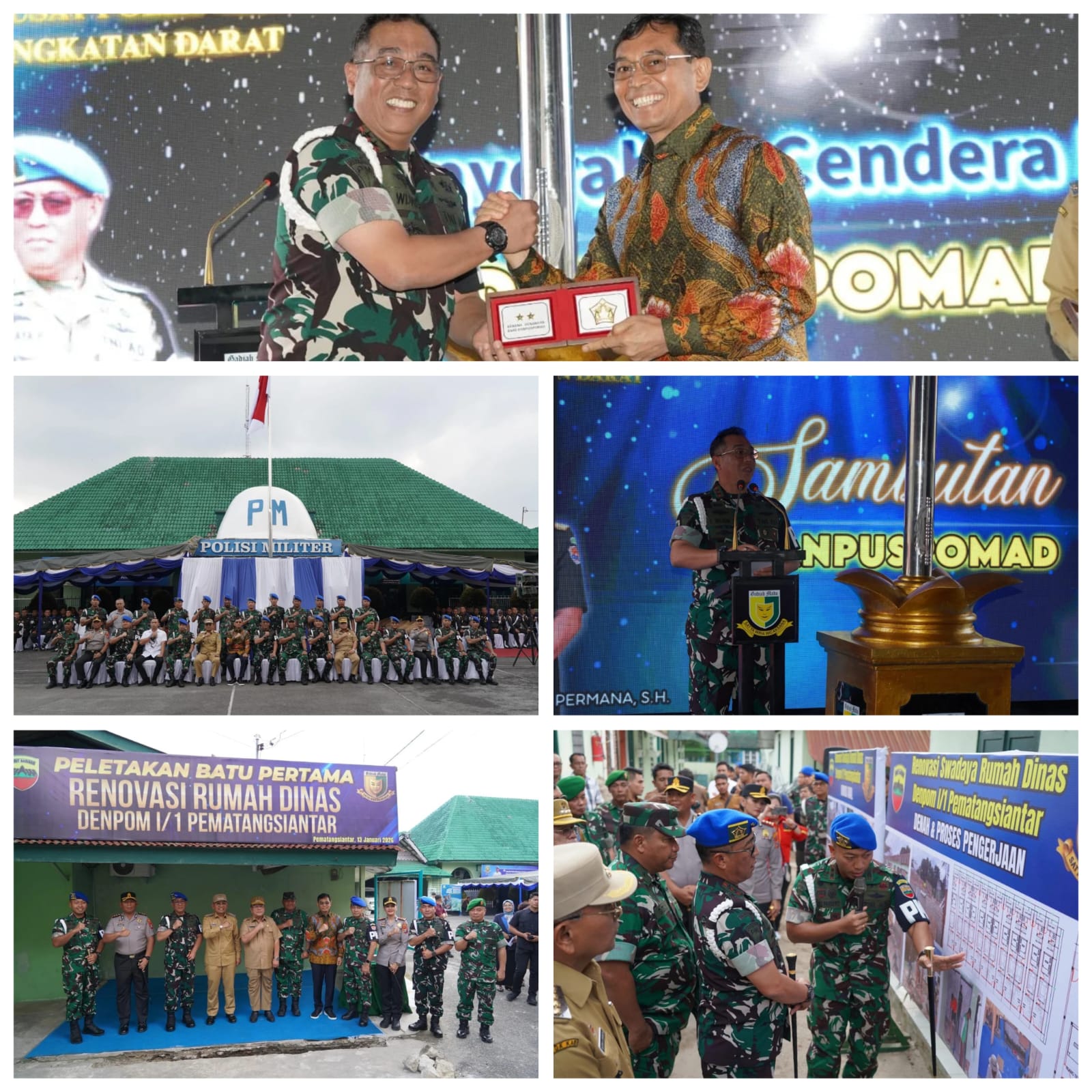 Danpuspomad Laksanakan Kunjungan ke Denpom I/1 Pematangsiantar dan Peletakan Batu Pertama Renovasi Rumah Dinas