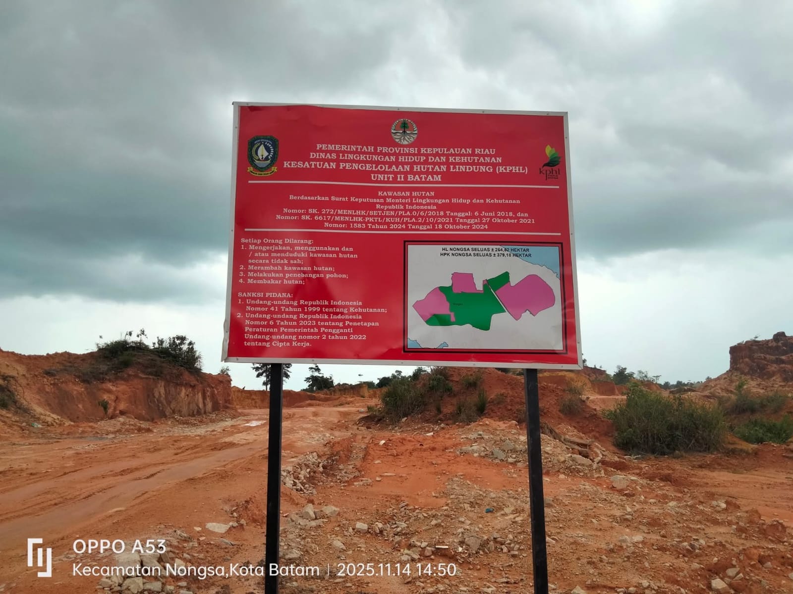 Peta Kawasan Hutan Lindung SK 6617/MENLHK – PKTL/KUH/PLA.2/10/2021, Khusus Nongsa Batam, Berubah Gambar Setelah Dipertanyakan 8 Titik Koordinat Terindikasi HL