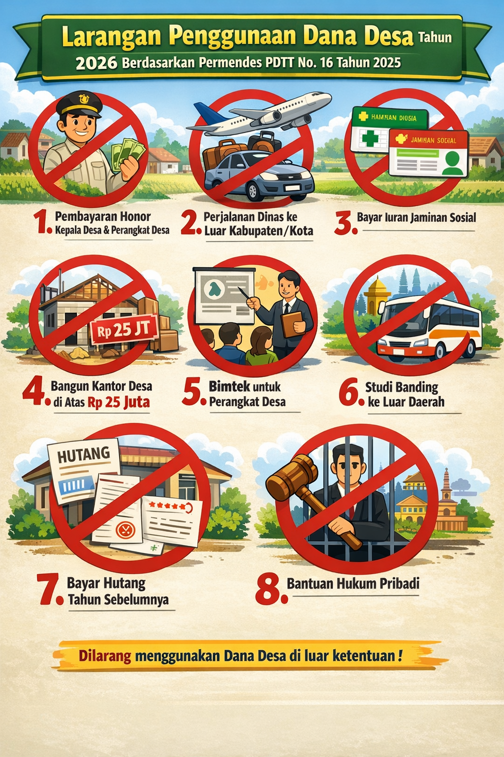 DANA DESA 2026: Ada 8 Poin Larangan Penggunaan Berdasarkan Permendes PDTT Nomor 16 Tahun 2025