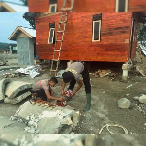 Brimob Sumut Hadir Sampai Tuntas, Huntara Dicat dan Saluran Air Warga Dibenahi