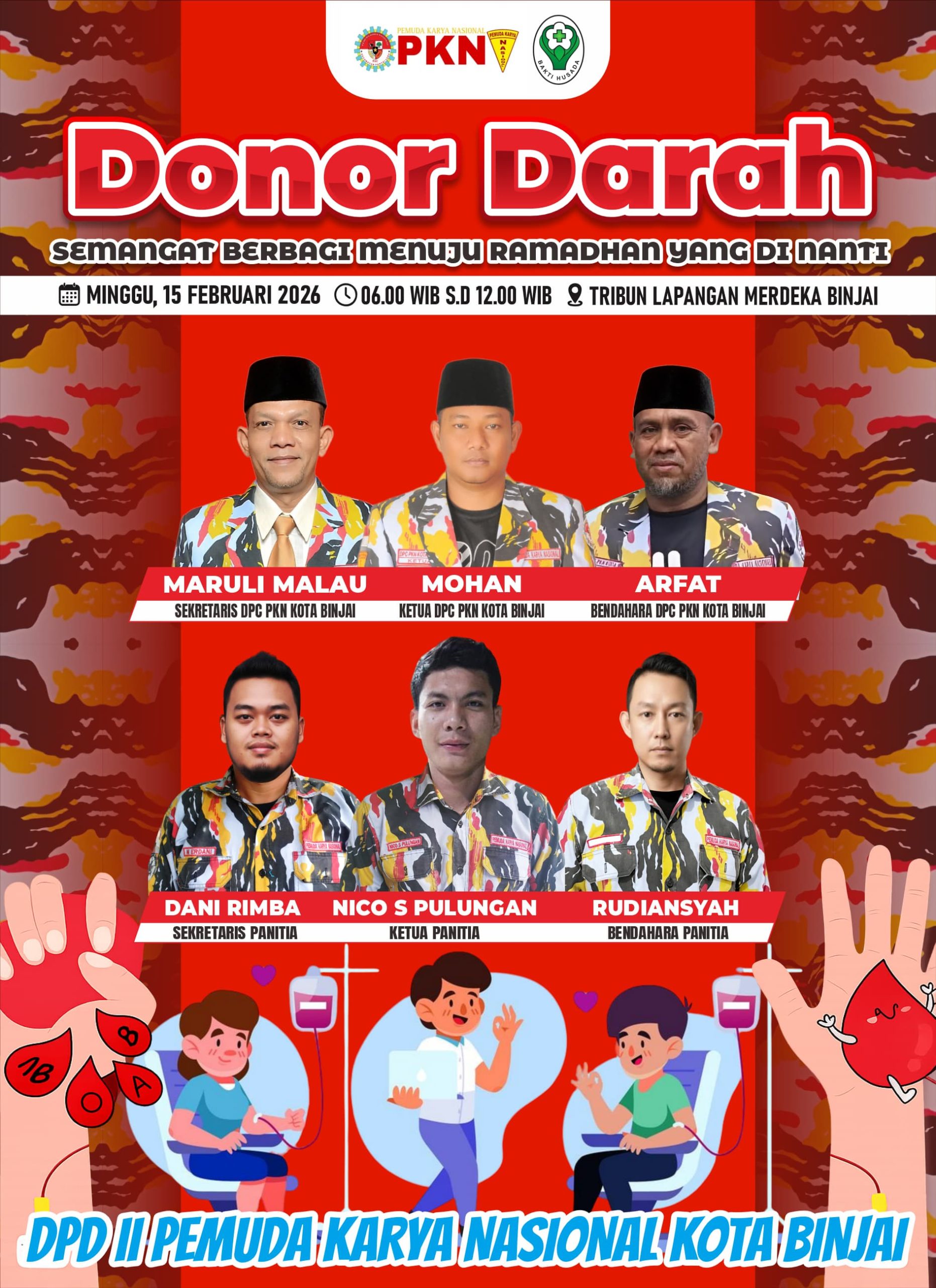 Semangat Berbagi Menuju Ramadhan Yang di Nanti, DPD II Pemuda Karya Nasional Kota Binjai Kembali Gelar Donor Darah