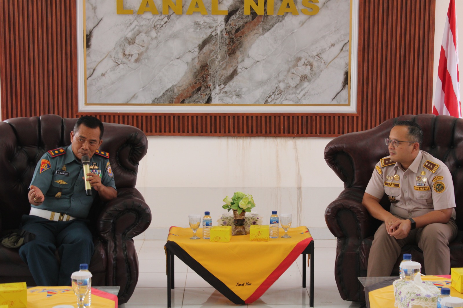 Perkuat Sinergitas Pengamanan Hayati dan Penegakan Hukum Laut, Lanal Nias Terima Audiensi Badan Karantina Indonesia