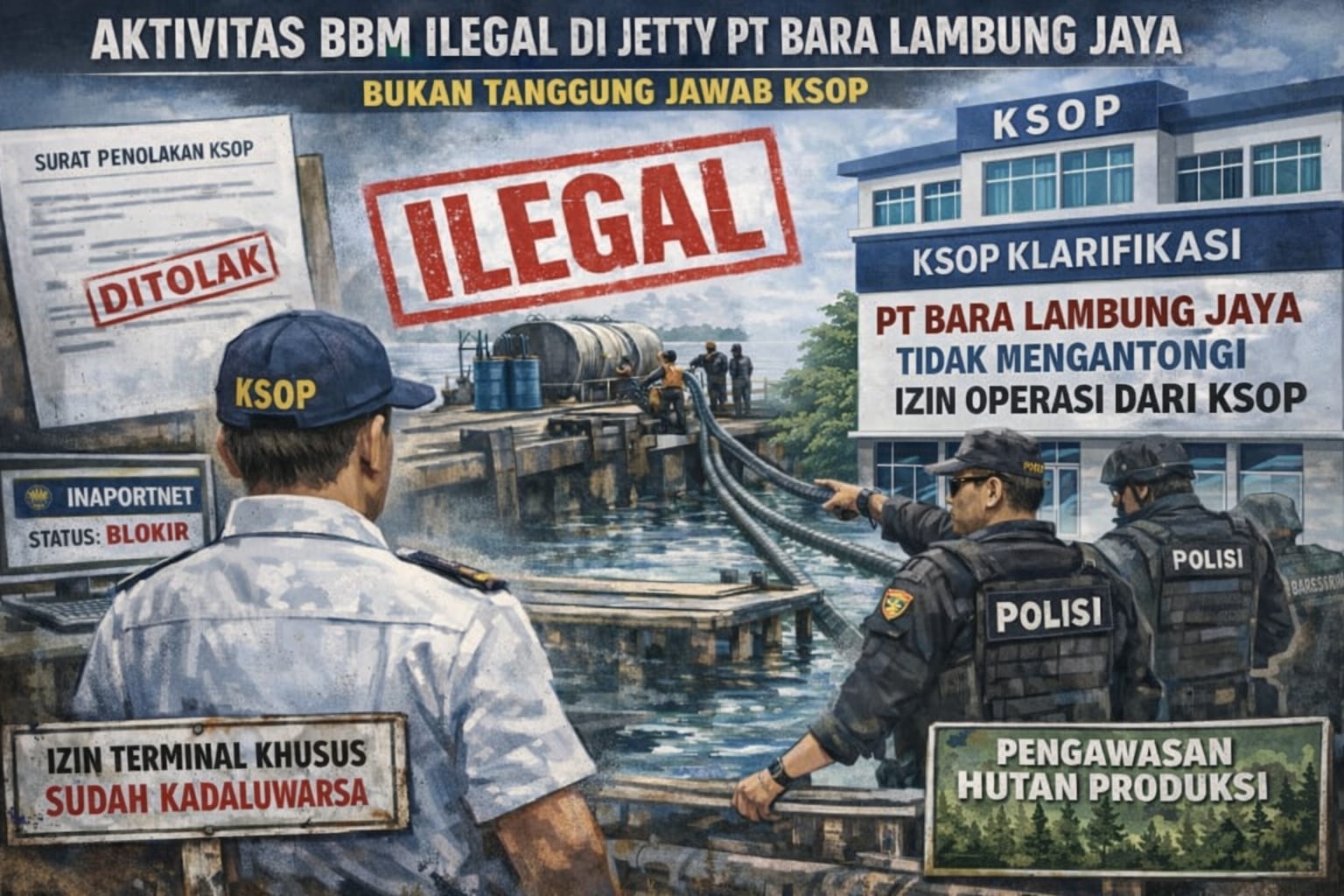 Klarifikasi KSOP: Aktivitas BBM Ilegal di Jetty PT Bara Lambung Jaya Bukan Tanggung Jawab KSOP