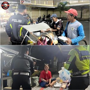 ‎Dini Hari di Bulan Ramadan, Polantas Sumenep Turun ke Jalan Bagikan Sahur