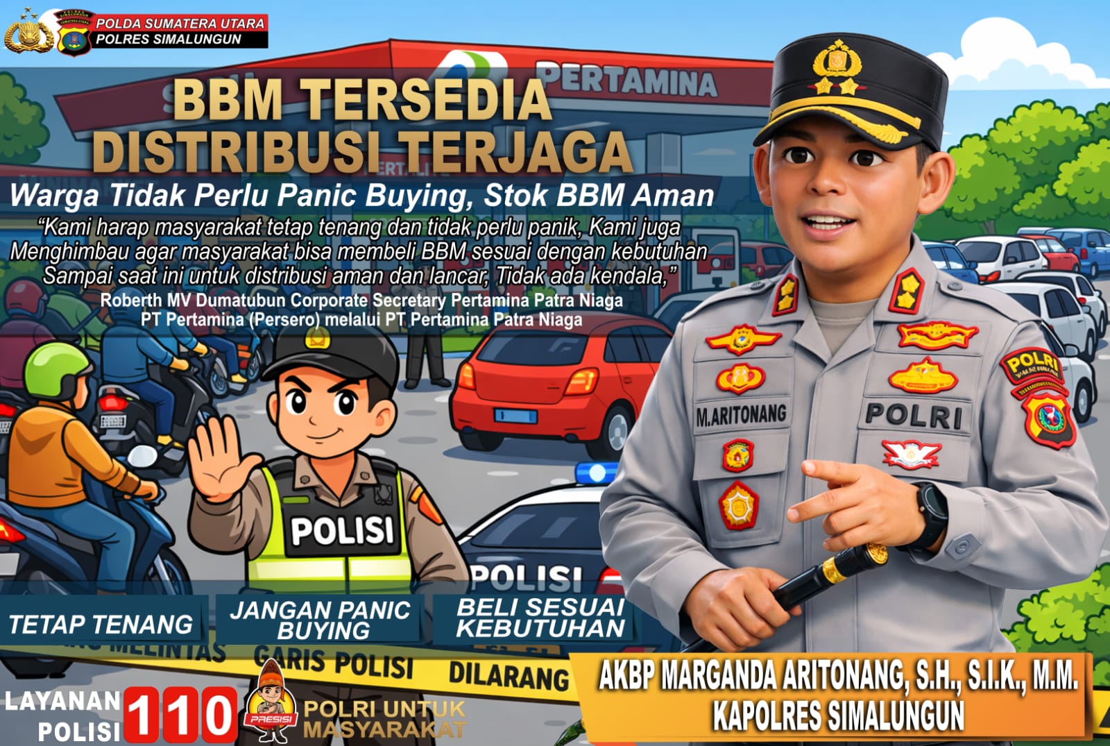 Jangan Panik! Kapolres Simalungun Tegaskan Stok BBM Aman 21 Hari, Warga Tidak Perlu Serbu SPBU