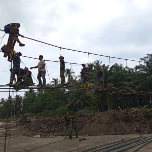 Pembangunan Jembatan Gantung Perintis Garuda di Kec. Barus Kab. Tapanuli Tengah Capai 70 Persen
