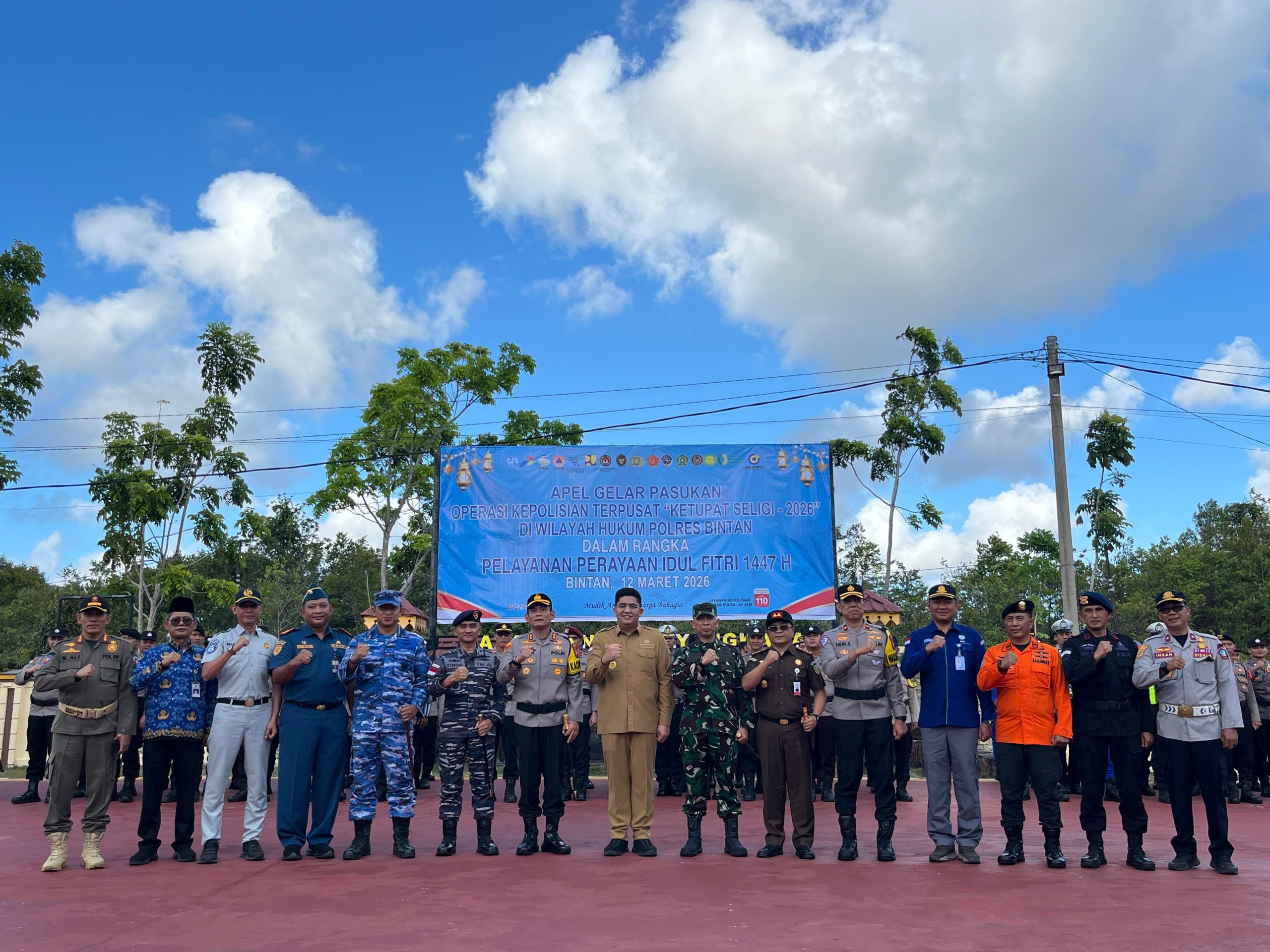 Prajurit Lanal Bintan Ikuti Apel Gelar Pasukan Operasi Ketupat Seligi 2026