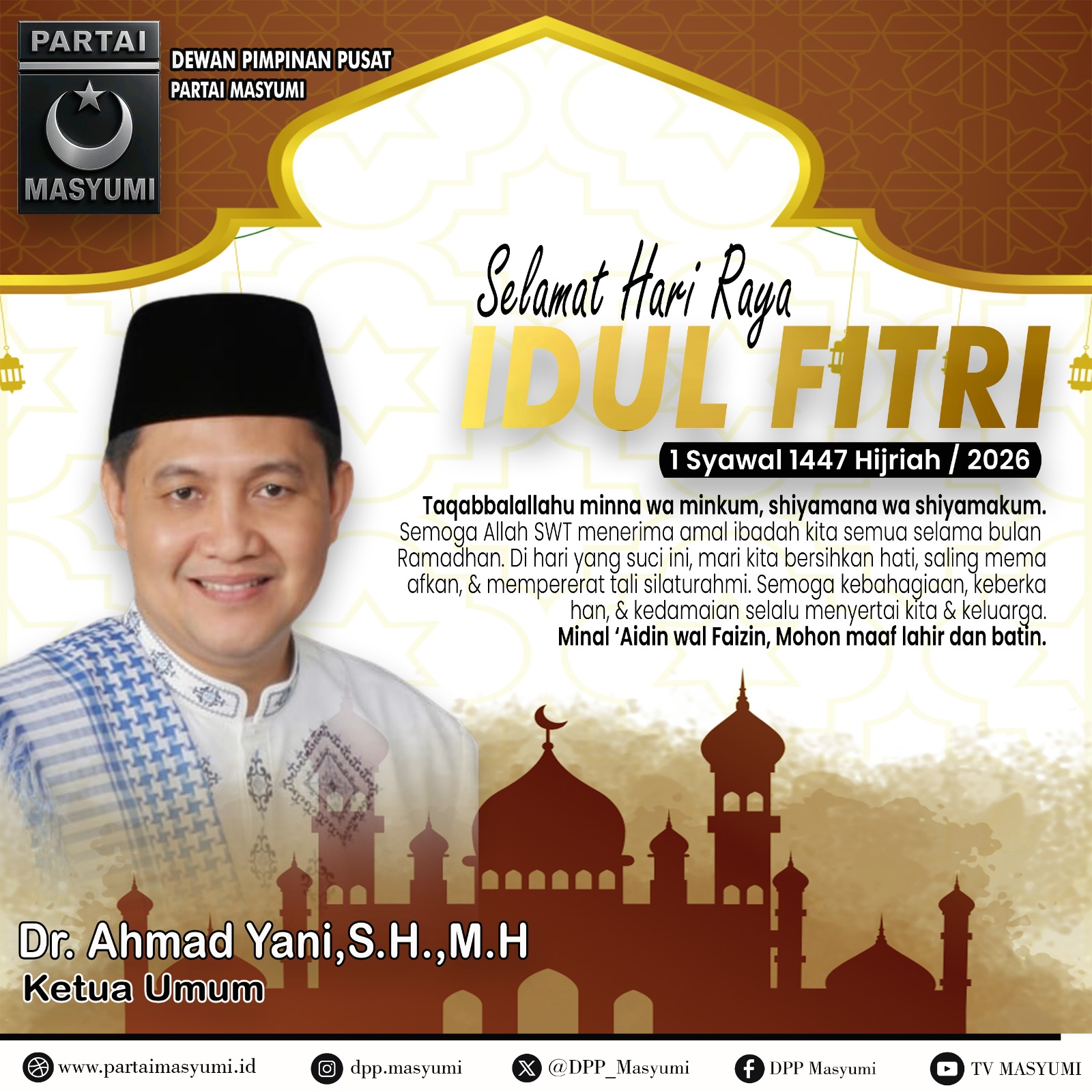 Segenap Pimpinan (Ketua Umum) Partai Masyumi beserta jajaran pengurus mengucapkan: