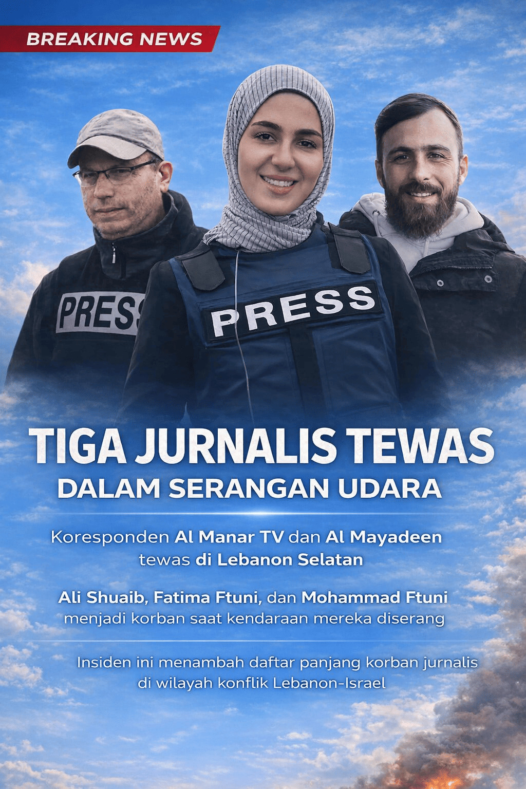 Tiga Jurnalis Libanon Tewas Terkena Serangan Israel