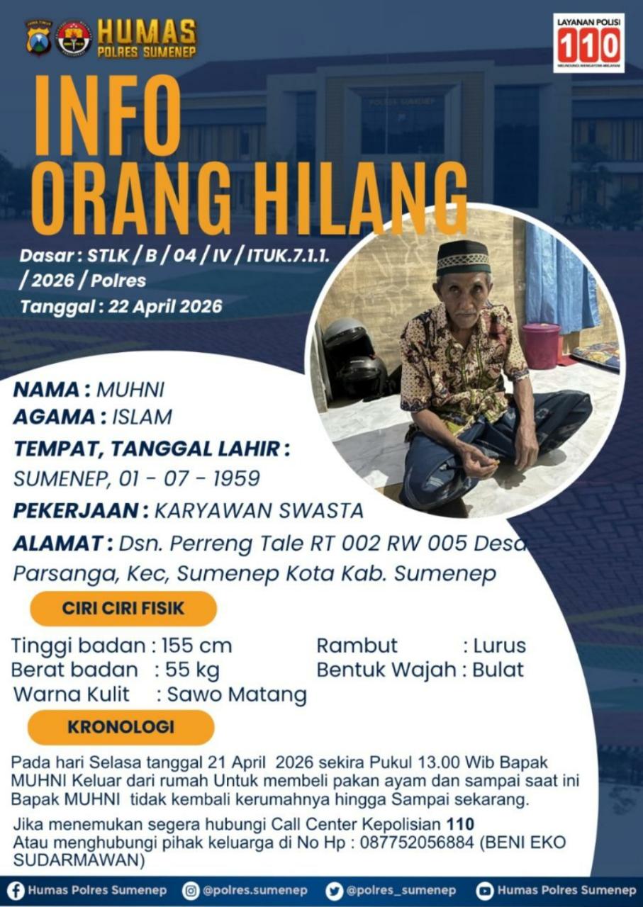 Lansia di Sumenep Hilang Misterius, Keluarga Cemas dan Harap Bantuan Warga