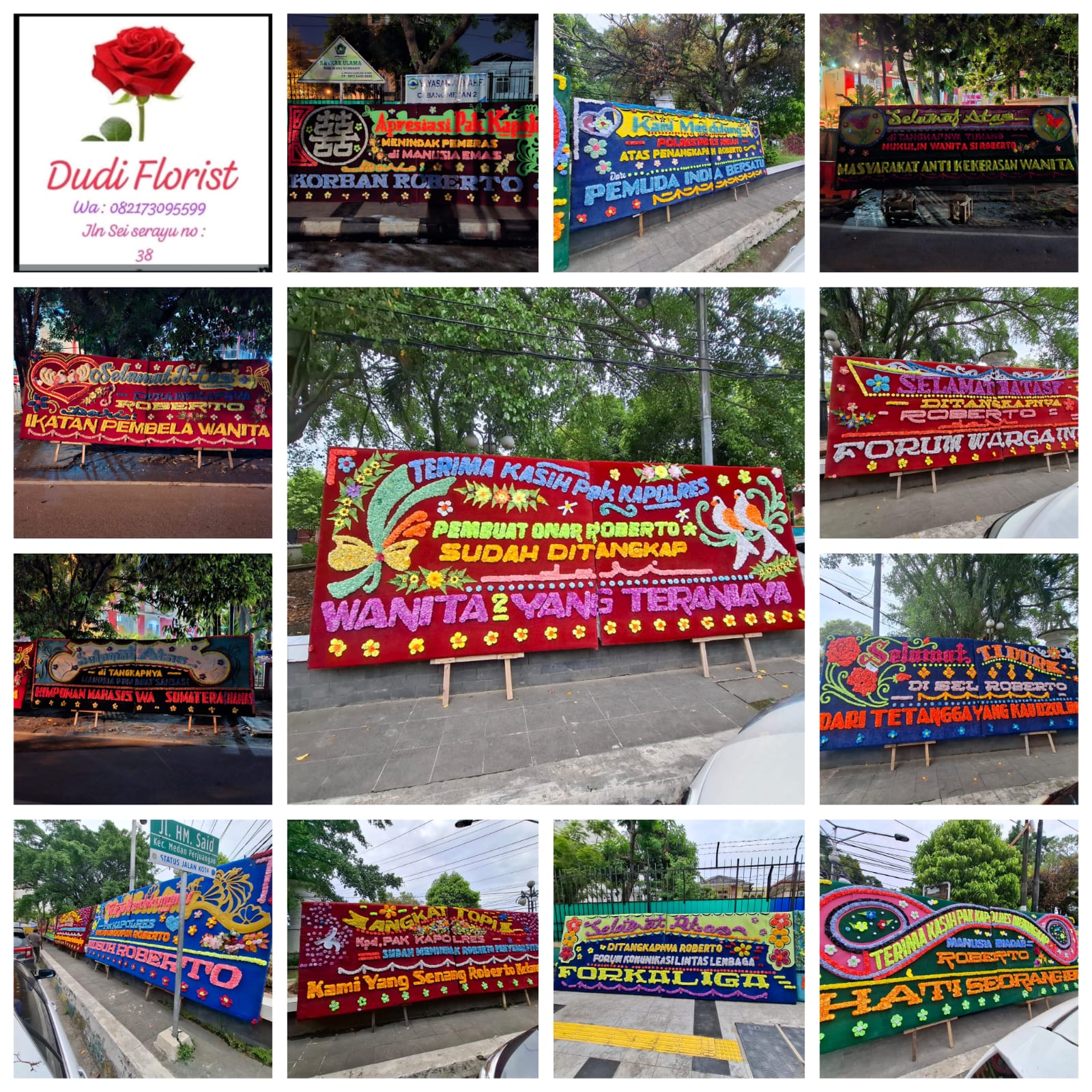 Polrestabes Medan Dibanjiri Karangan Bunga Usai Penangkapan ” Mr Roberto “