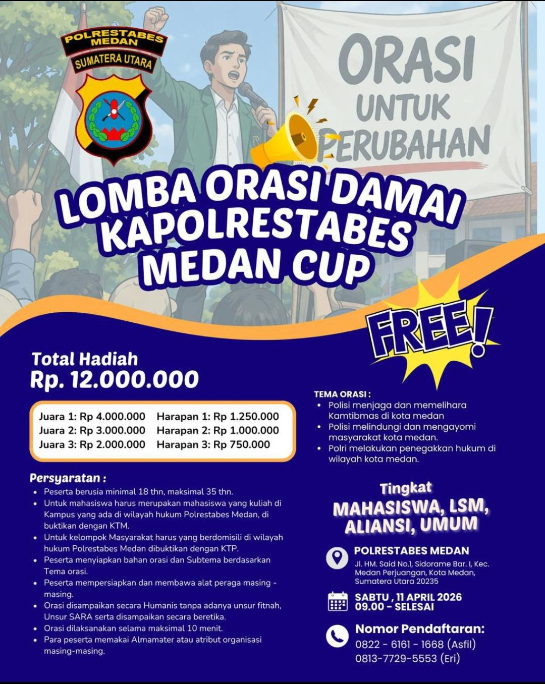 Lomba Orasi Damai di Polrestabes Medan Diduga Ajang Pencitraan, Total Hadiah Rp 12 Juta Ini Uang Siapa?