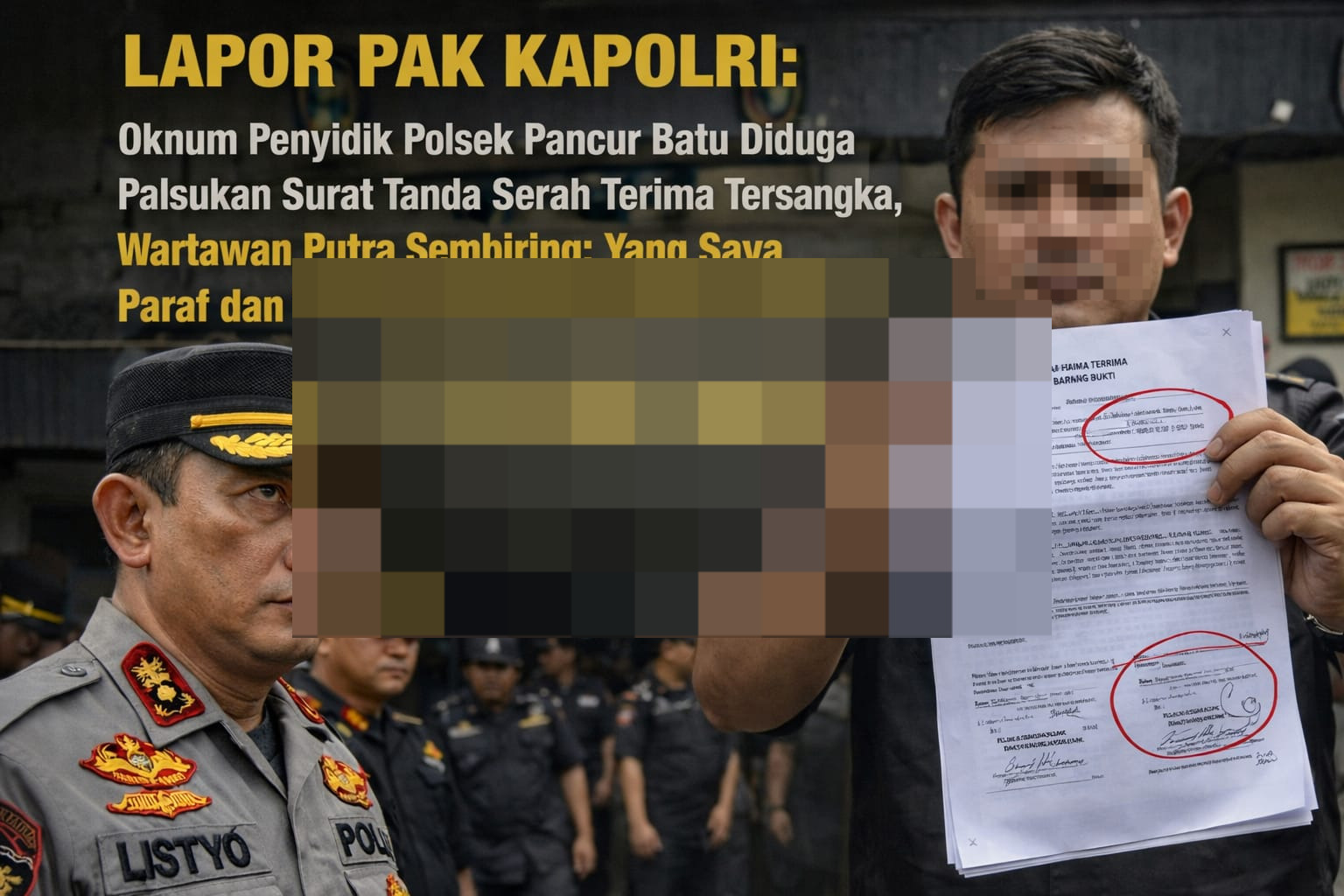 Lapor Pak Kapolri : Oknum Penyidik Polsek Pancur Batu Diduga Palsukan Surat Tanda Serah Terima Tersangka, Wartawan Putra Sembiring : Yang Says Paraf dan Tanda Tangani Kondisinya Mulus
