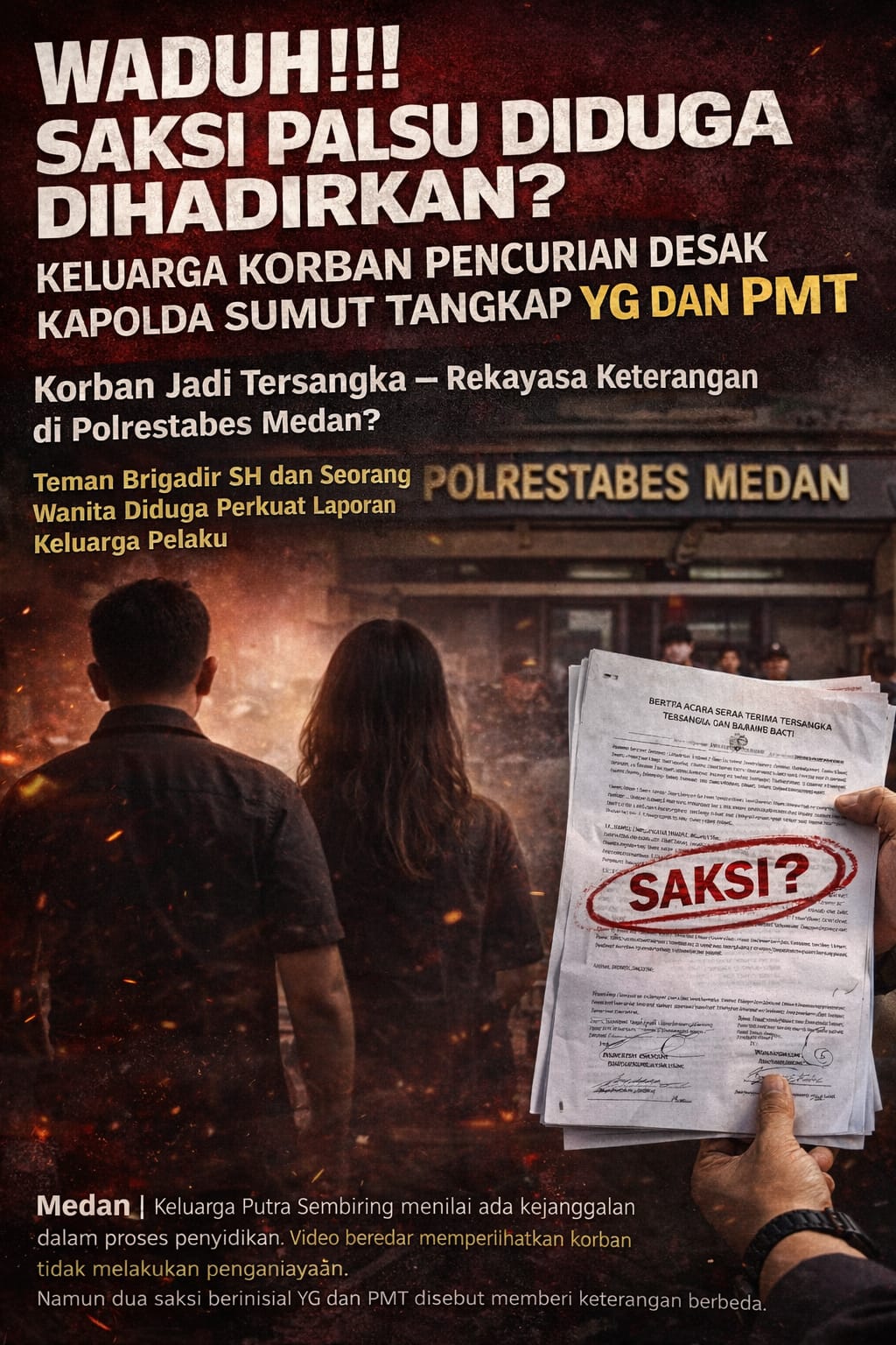 Keluarga Korban Jadi Tersangka Desak Kapolda Sumut Tangkap Teman Brigadir SZH dan PMT Yang Diduga Menjadi Saksi Palsu di Polrestabes Medan