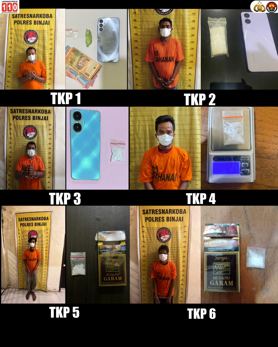 Dalam Sepekan, 6 (Enam) Pengedar Narkoba diringkus Polres Binjai