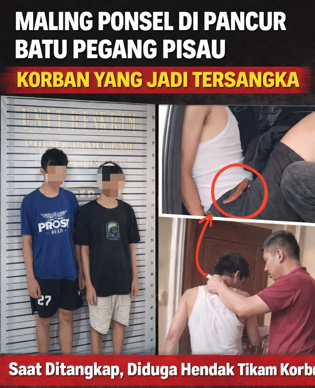 Maling Ponsel di Pancur Batu Saat Diamankan Pegang Pisau, Diduga Untuk Menikam Korban!