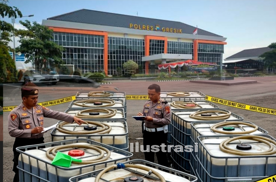 SATRESKRIM POLRES GRESIK : Gerebek Gudang BBM Ilegal, 10 Baby Tank Solar Subsidi Disita!