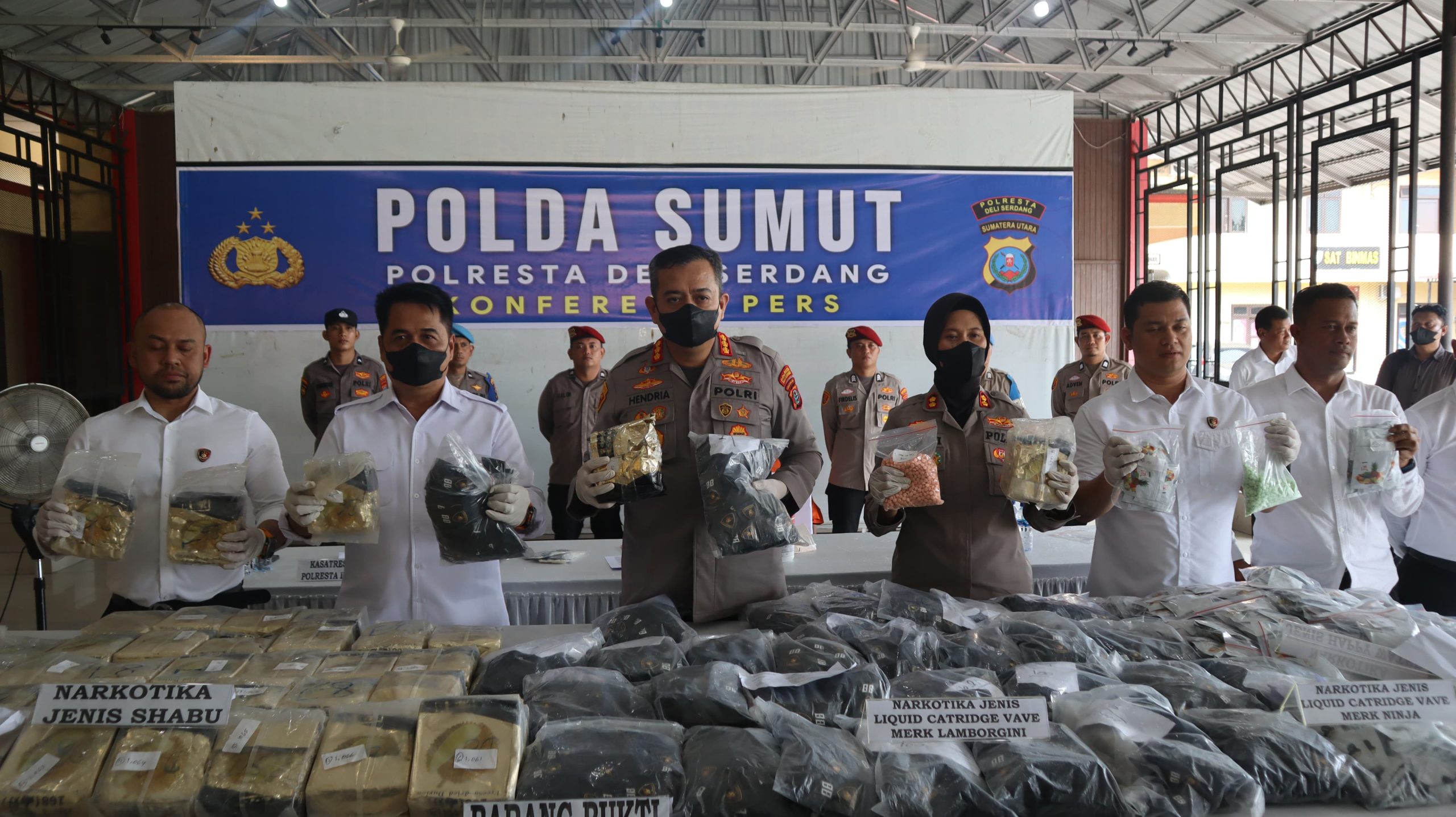 Polresta Deli Serdang Konferensi Pers Pengungkapan Kasus Berbagai Jenis Narkoba