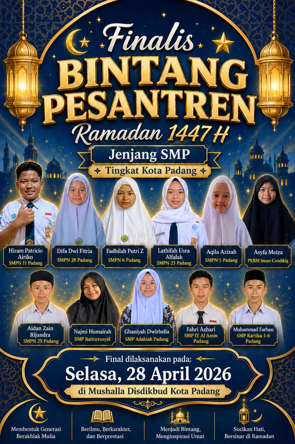 Cahaya Ilmu Bersinar Terang, Difa Dwi Fitria Wakili SMPN 28 Padang di Panggung Final Bintang Pesantren