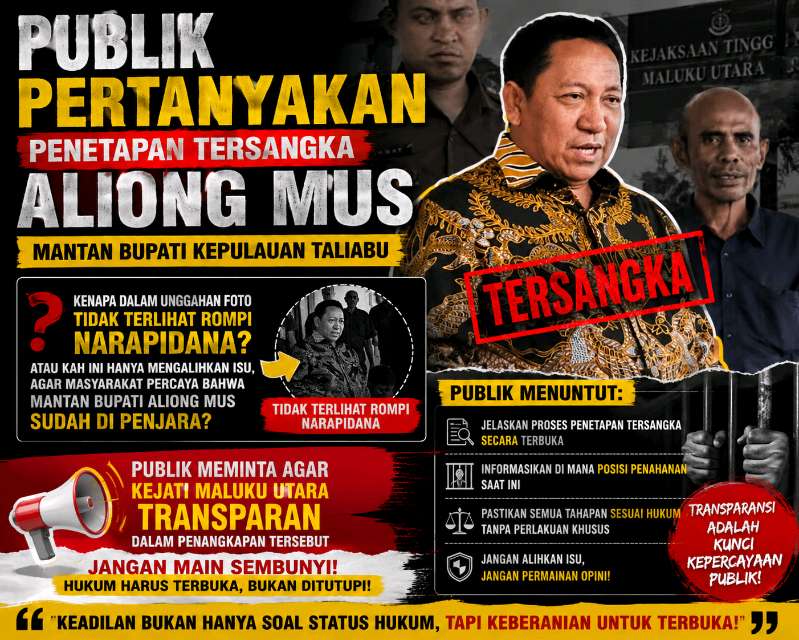 Tanpa Rompi Tahanan, Penetapan Aliong Mus Dipertanyakan Publik