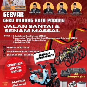 Kota Padang Berdentang Gembira: Gebu Minang Siap Gelar Senam Massal dan Jalan Santai, Hadiah Menarik Menanti!