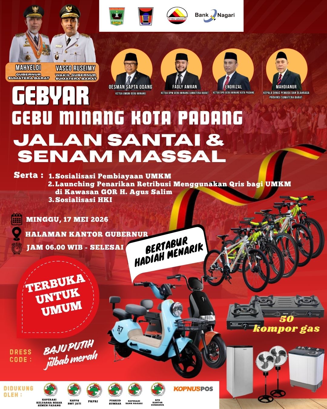 Kota Padang Berdentang Gembira: Gebu Minang Siap Gelar Senam Massal dan Jalan Santai, Hadiah Menarik Menanti!