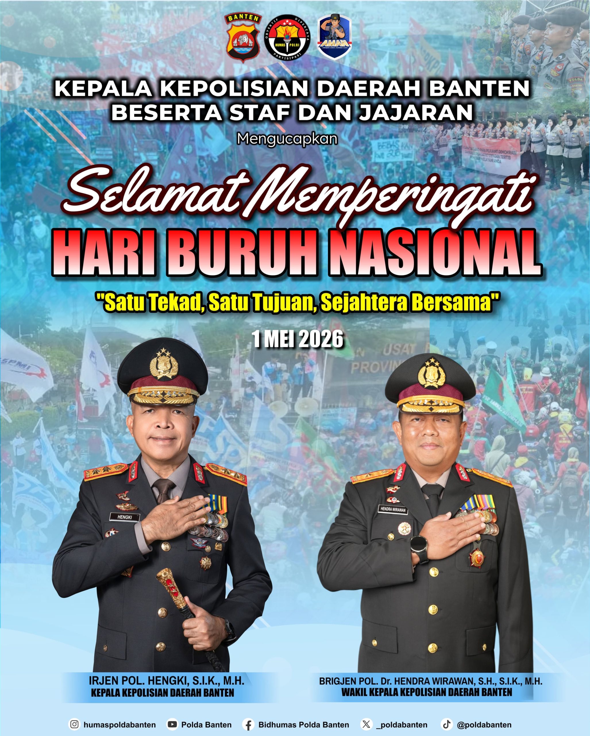 Polda Banten Ucapkan Selamat Hari Buruh Nasional, Tegaskan Komitmen Banten Aman