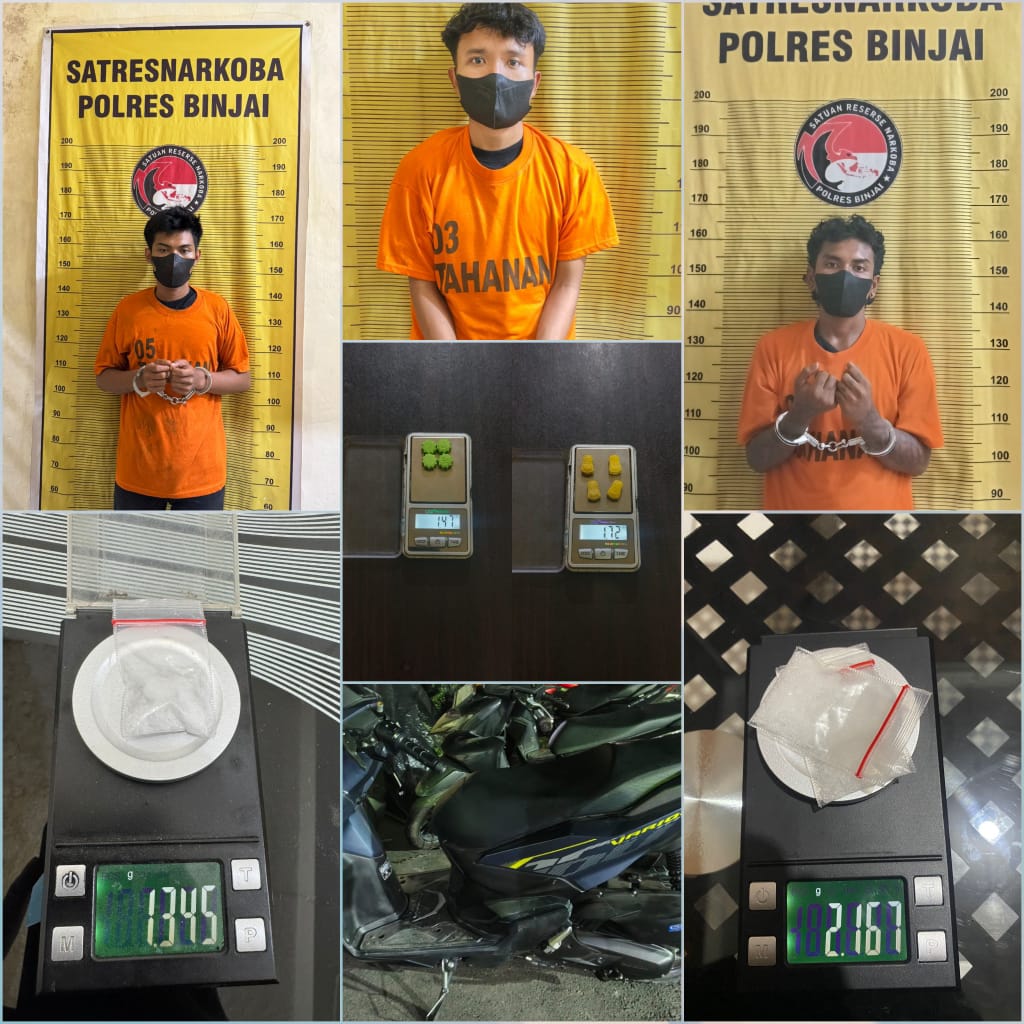Dalam Sehari 3 Pengedar Narkoba Diamankan Polres Binjai Dari TKP Berbeda