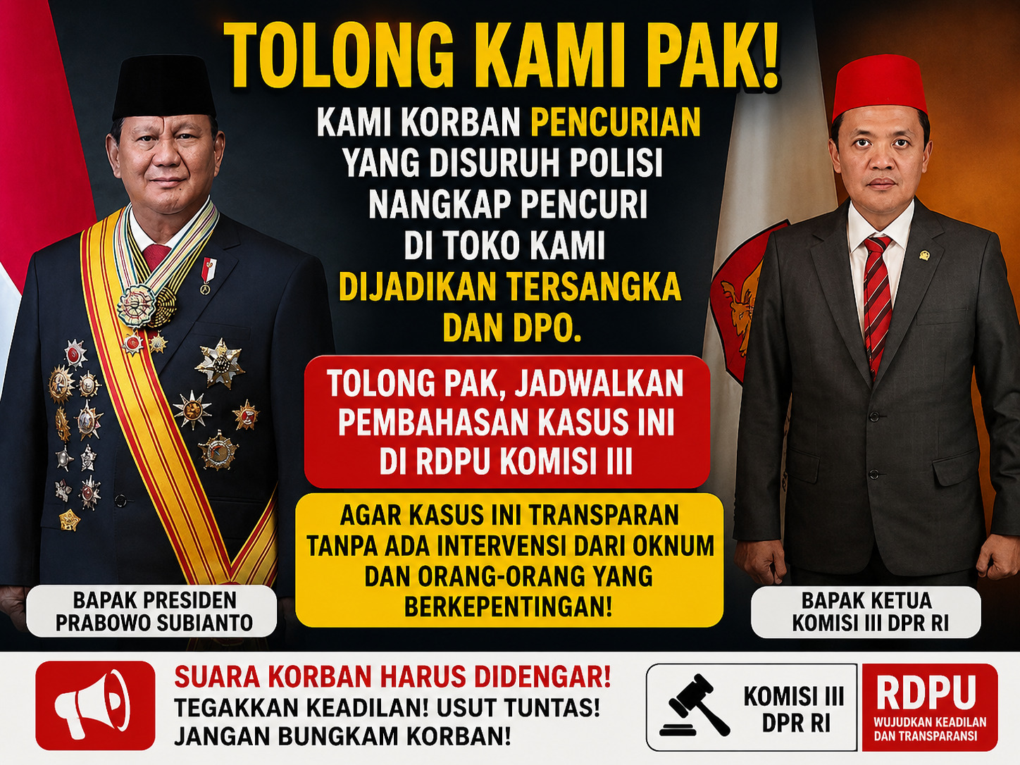 Apakah Presiden Prabowo dan DPR RI Tak Lagi Mendengar Jeritan Korban Pencurian yang Jadi Tersangka di Polrestabes Medan Usai Nangkap Maling?
