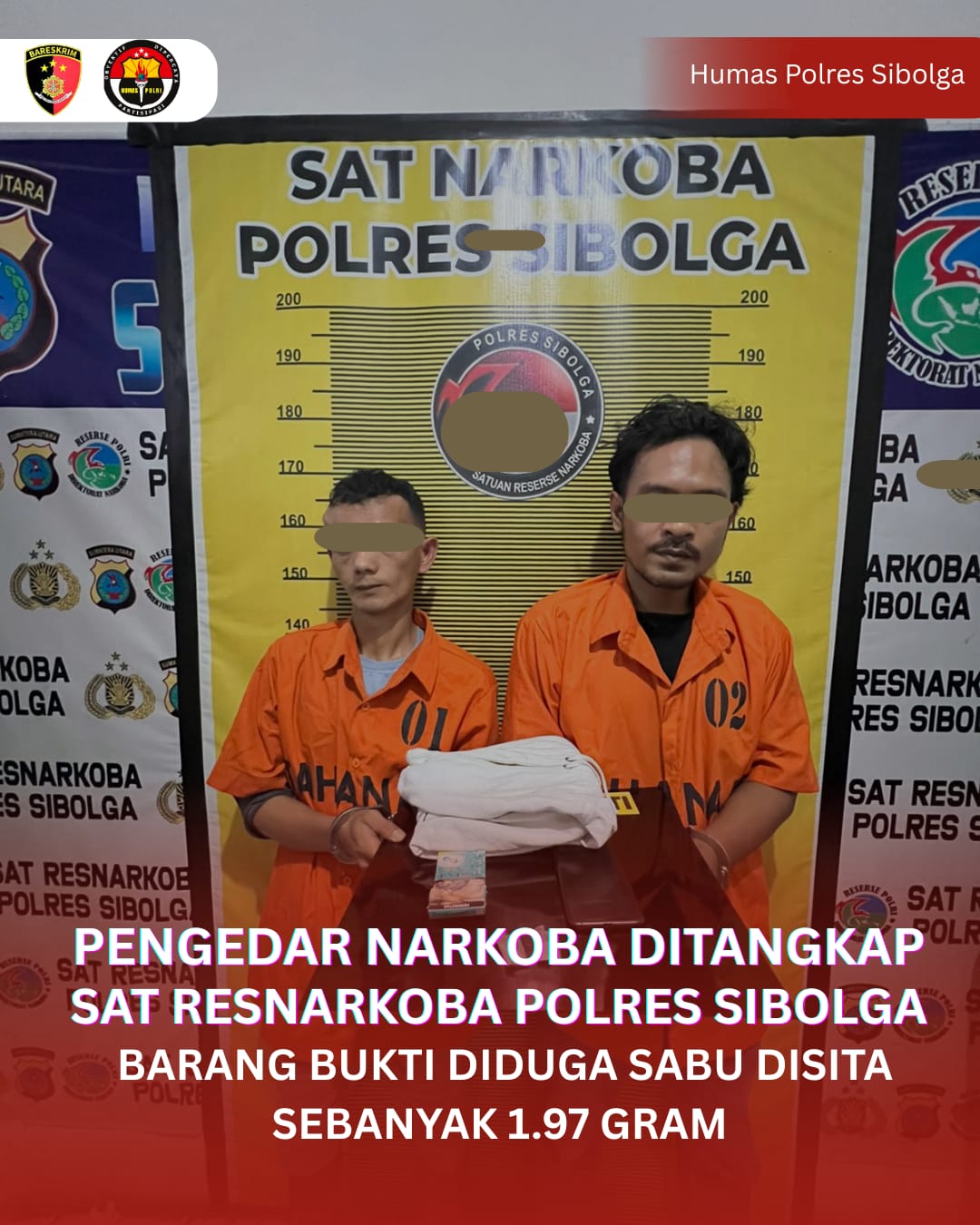 Satresnarkoba Polres Sibolga Ungkap Peredaran 1,97 Gram Sabu dalam Ops Antik Toba 2026, Dua Pria Diamankan