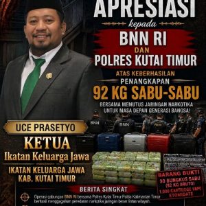 Tokoh Masyarakat dan Organisasi di Kutim berikan Apresiasi Kepada BNN RI dan Polres Kutim Atas Pengungkapan 92 Kg Sabu