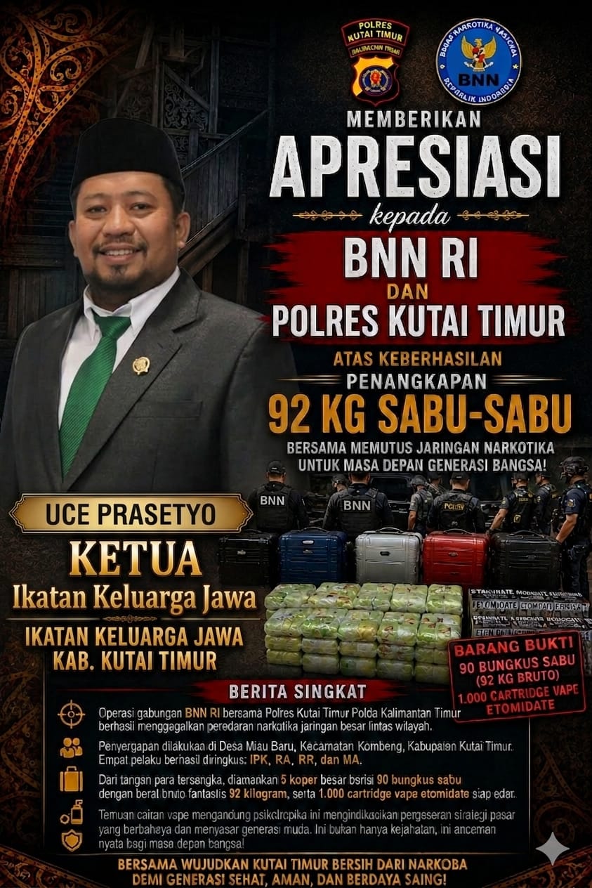 Tokoh Masyarakat dan Organisasi di Kutim berikan Apresiasi Kepada BNN RI dan Polres Kutim Atas Pengungkapan 92 Kg Sabu