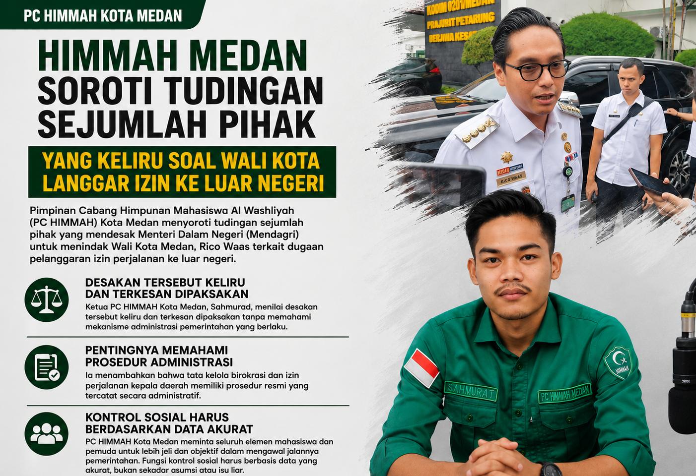 HIMMAH Medan Soroti Tudingan Sejumlah Pihak Yang Keliru Soal Walikota Langgar Izin ke Luar Negeri