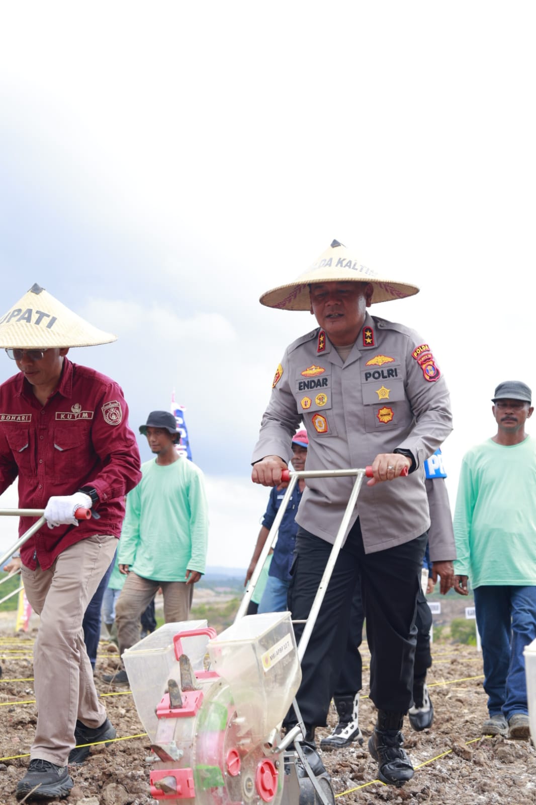 KAPOLDA KALTIM BERSAMA FORKOPIMDA KUTIM DAN MANAJEMEN PT KPC TANAM BENIH JAGUNG DI KAWASAN INDUSTRIAL FARMING Pit J